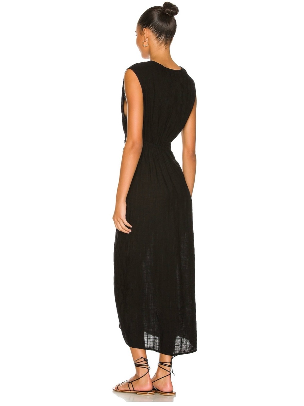 L*Space Down The Line Black Textured Dress Plunging Neckline Coverup Small - Picture 3 of 10